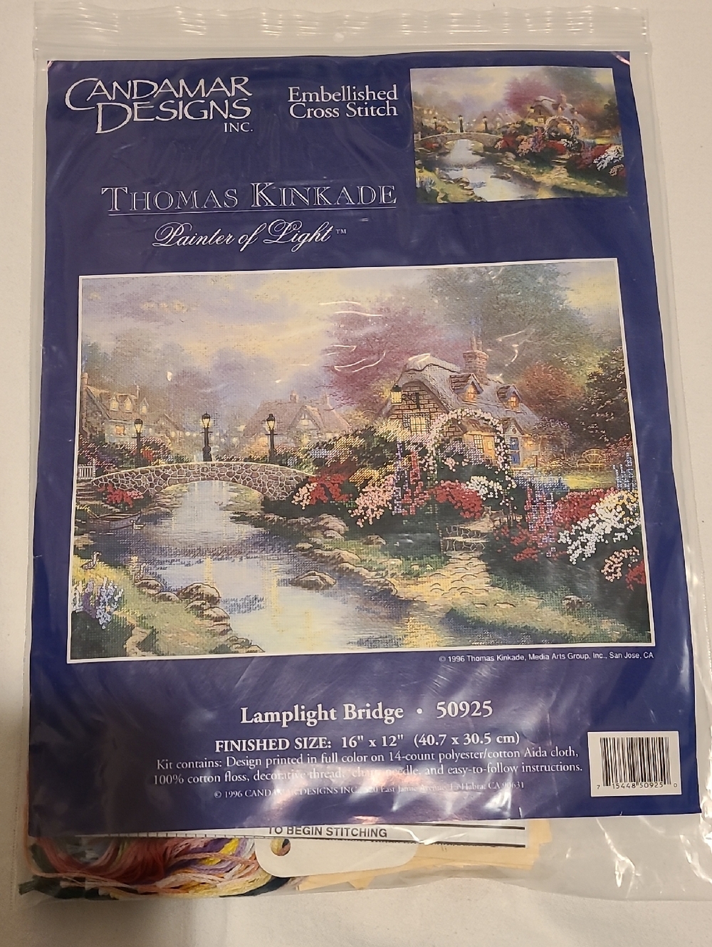 Thomas Kinkade Lamplight Bridge 50925 Cross Stitch, NWT